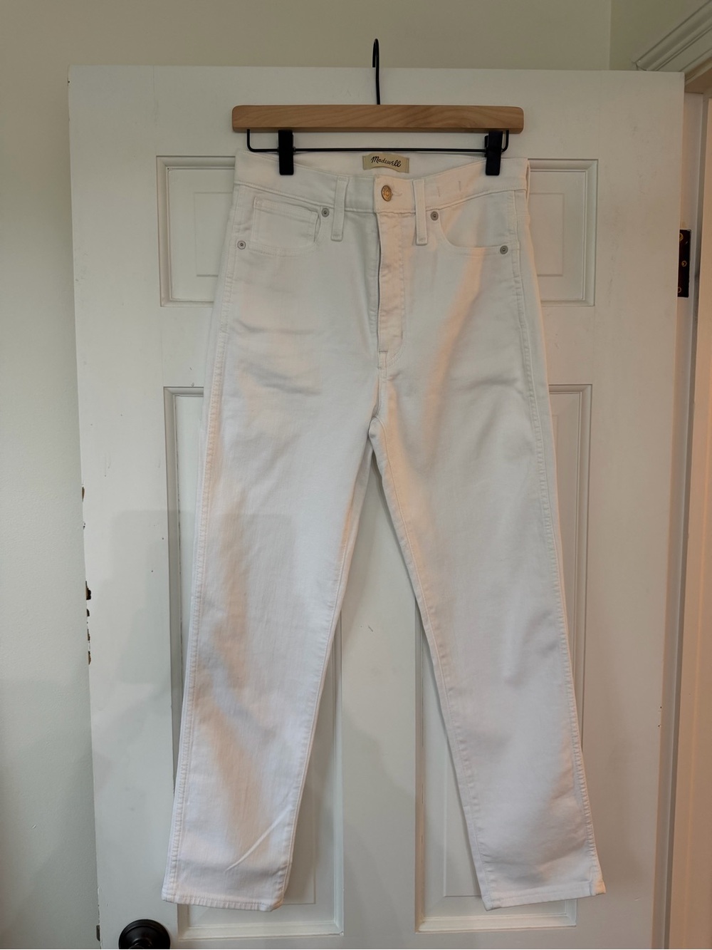Madewell White Stovepipe Straight-Leg High-Rise Jeans
